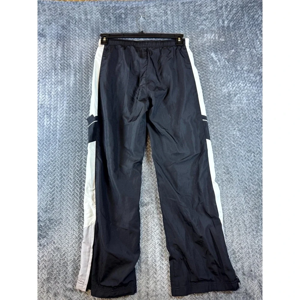 Nike Track Pants Boys Large 14/16 Black White Swoosh Logo Ankle Zip Athletic